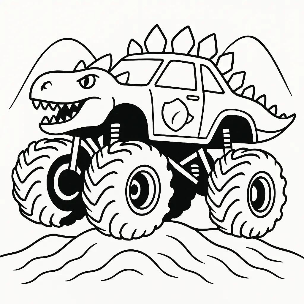 dino monstertruck ausmalbild