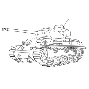 Armee Panzer Malvorlage – moderner Kampfpanzer in realistischem Gelände zum Ausmalen