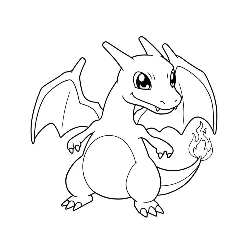 Chibi Glurak Ausmalbild mit niedlichem Glurak im Comic-Stil