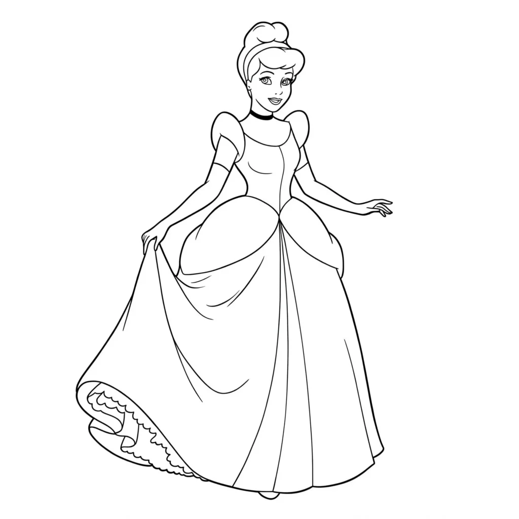 Cinderella Ausmalbild für Kinder