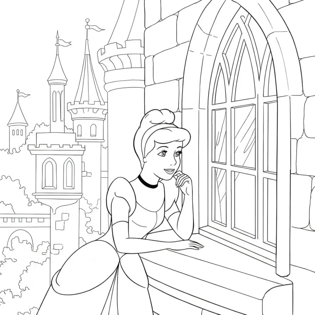 Cinderella träumt am Schlossfenster