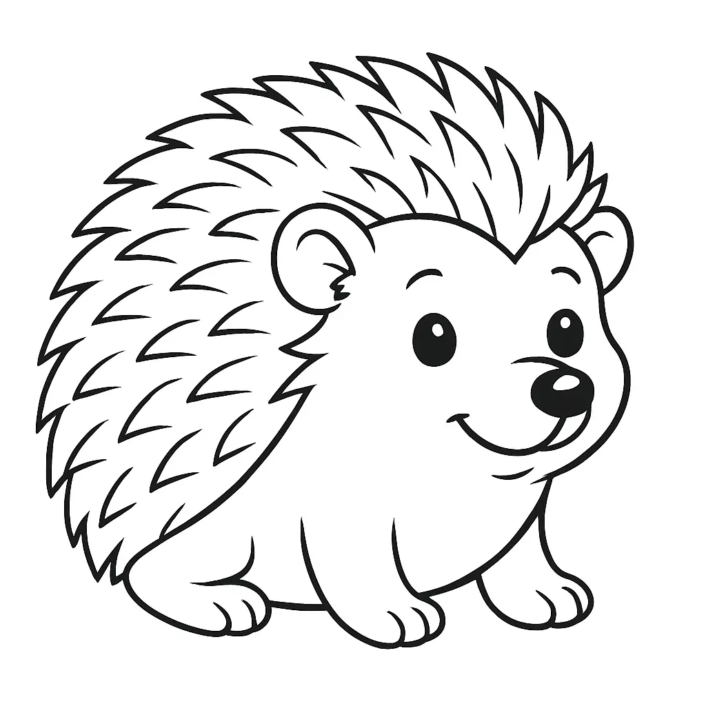 Lustiges Clipart Igel Ausmalbild – einfache Linien und süßes Design für Kinder