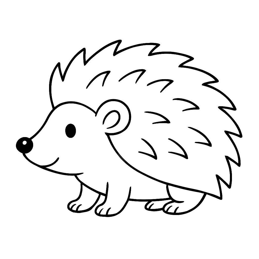 Einfaches Igel Ausmalbild für Kinder – klare Linien, freundliches Design