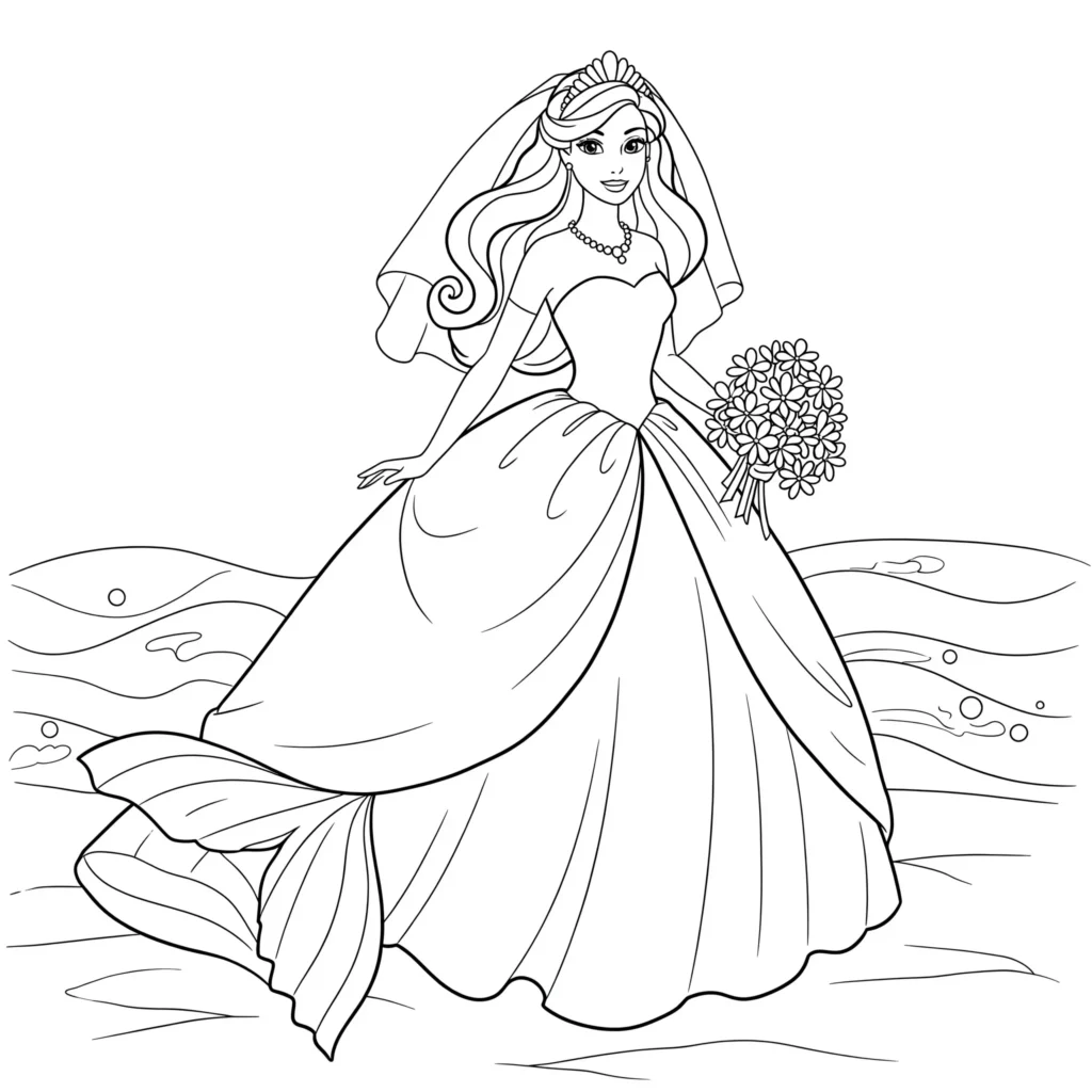Meerjungfrau Barbie Hochzeit Ausmalbilder – kostenlos zum Ausdrucken