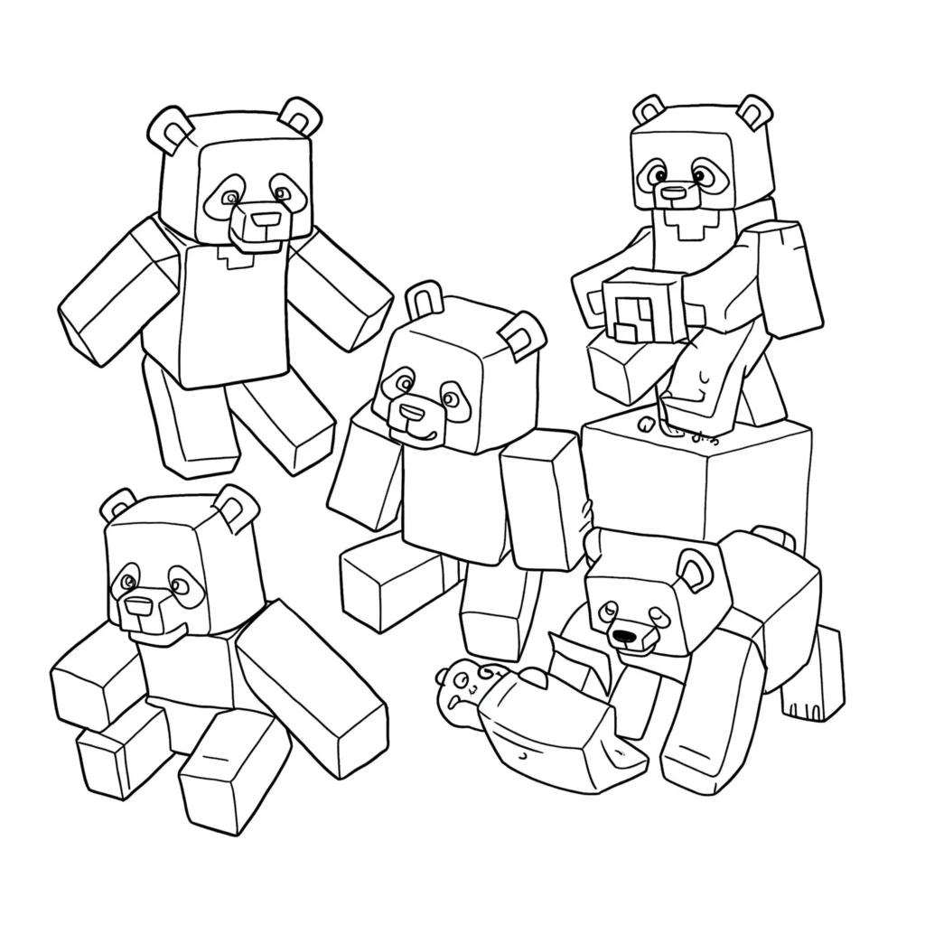 Minecraft Panda Ausmalbilder – Panda Charaktere zum Ausdrucken