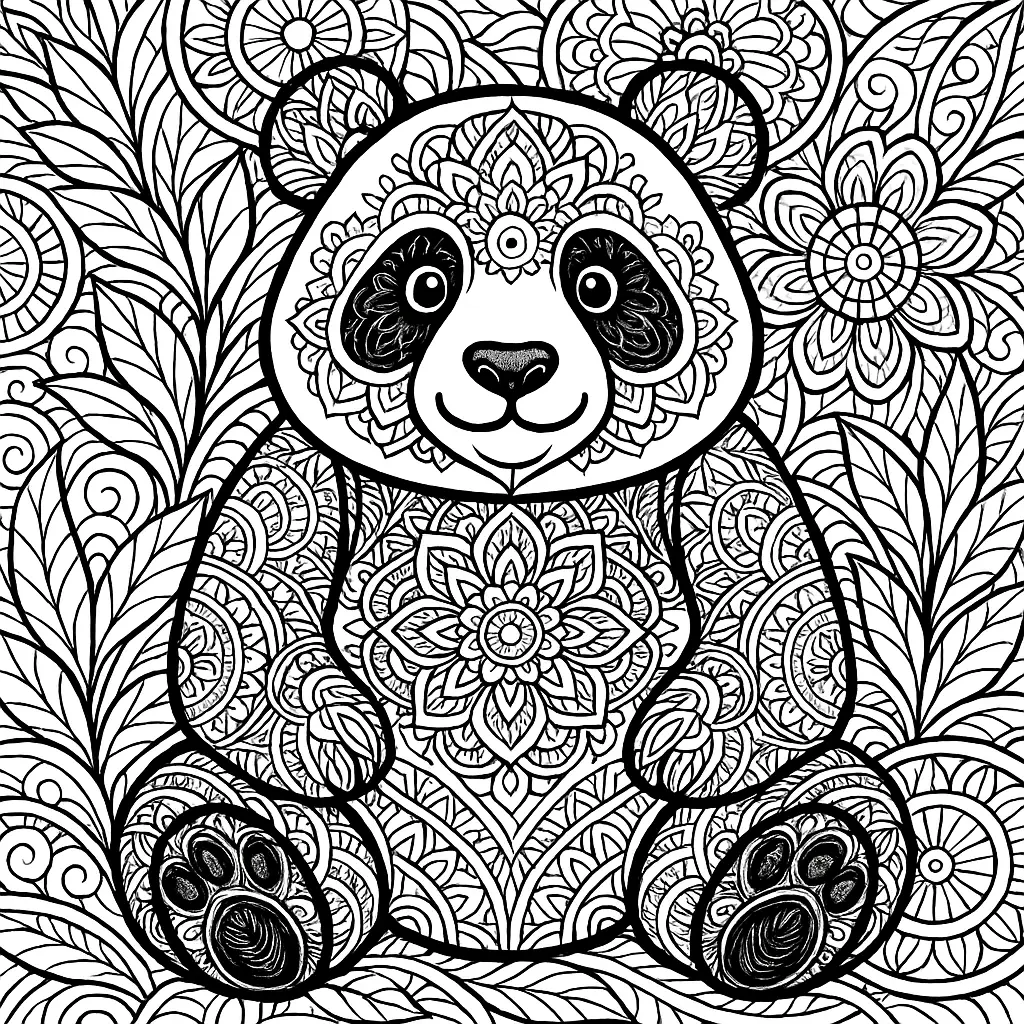 Panda Mandala Ausmalbild Panda-Muster zum Ausdrucken