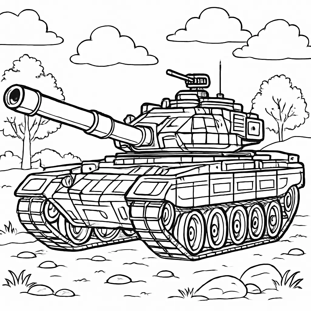 Panzer Ausmalbilder – realistischer Panzer zum Ausmalen für Kinder und Erwachsene