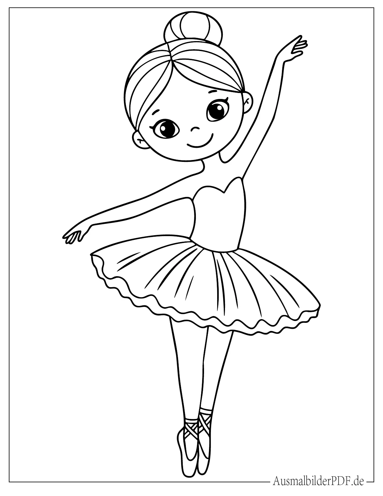 20 Ausmalbilder Ballerina (Gratis Vorlagen zum Ausdrucken) Einfache kleine Ballerina Druckvorlage für Kinder