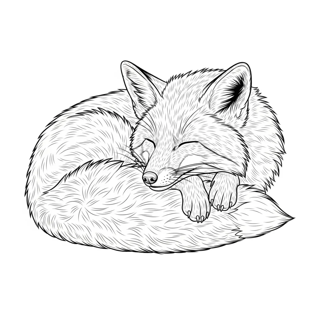 fuchs ausmalbilder mit erwachsenem fuchs und jungtieren in einer waldlandschaft als einfache druckvorlage für kinder