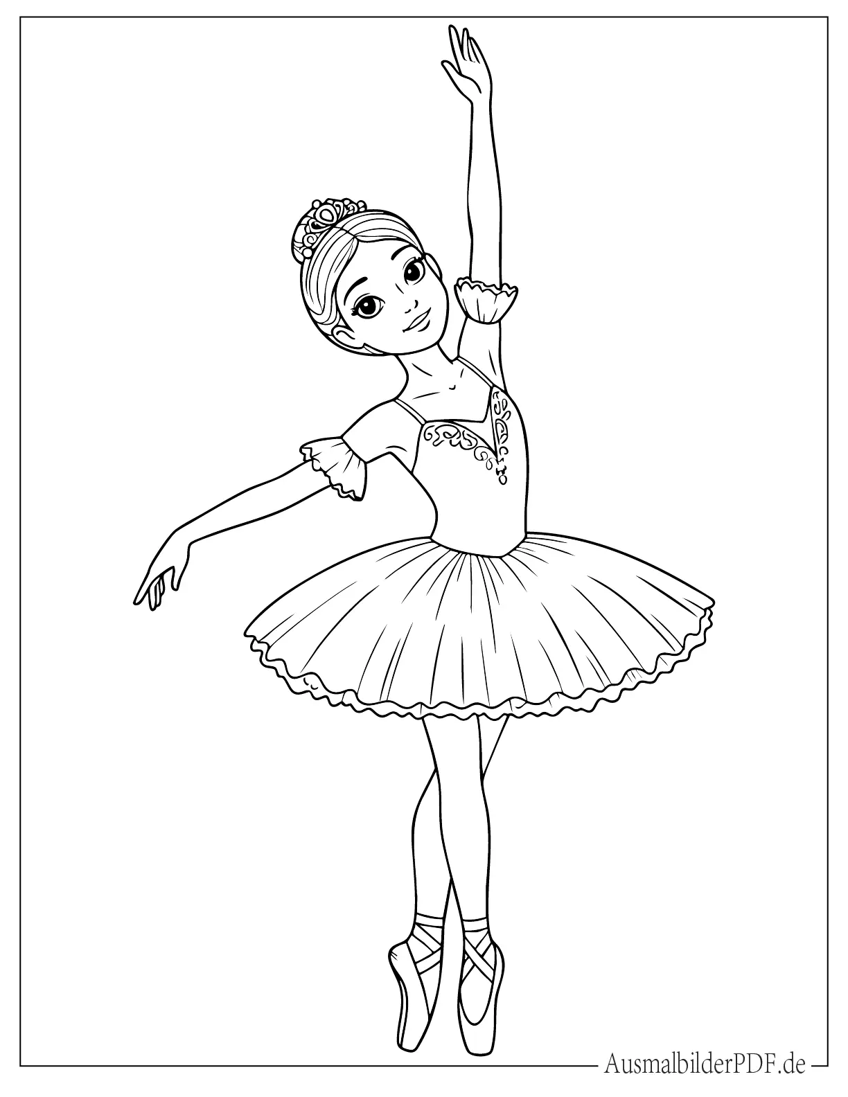 20 Ausmalbilder Ballerina (Gratis Vorlagen zum Ausdrucken) Niedliche Ballerina beim Üben Druckvorlage