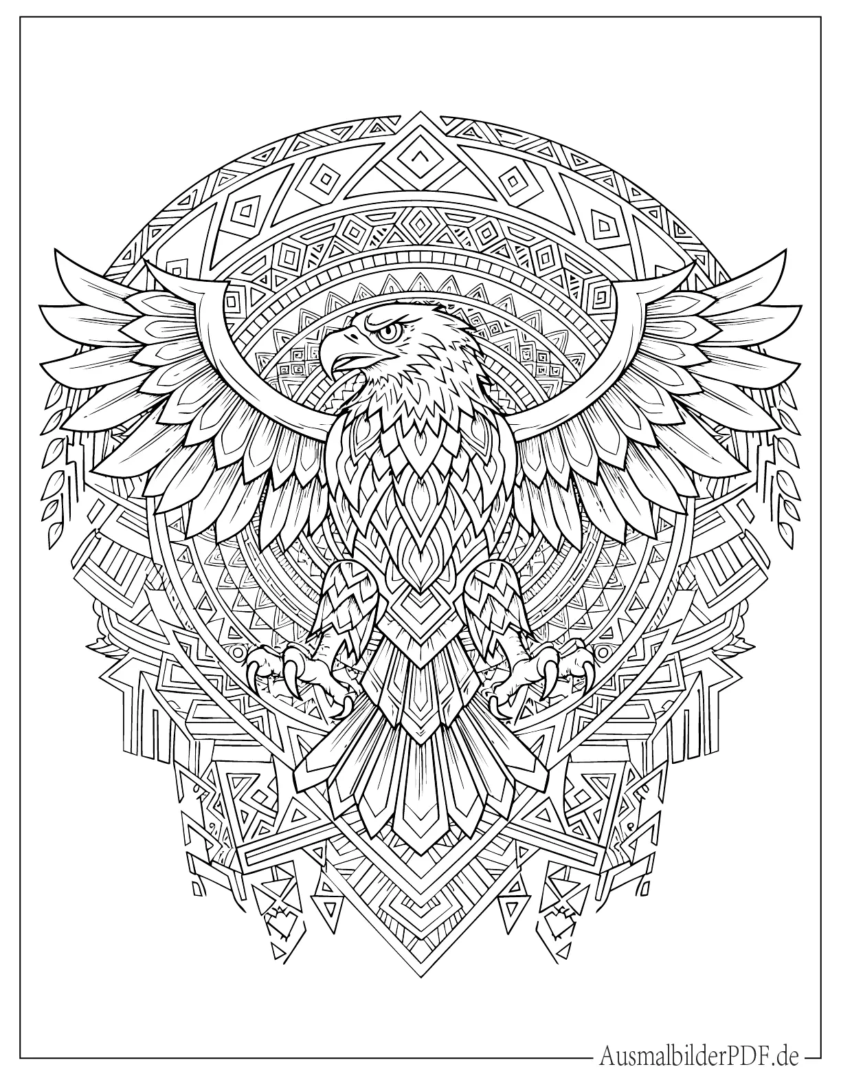 10+ Ausmalbilder Adler (Gratis zum Ausdrucken und Ausmalen) detailreichen Adler Mandalas für Erwachsene, ideal zum Ausdrucken und entspannenden Ausmalen