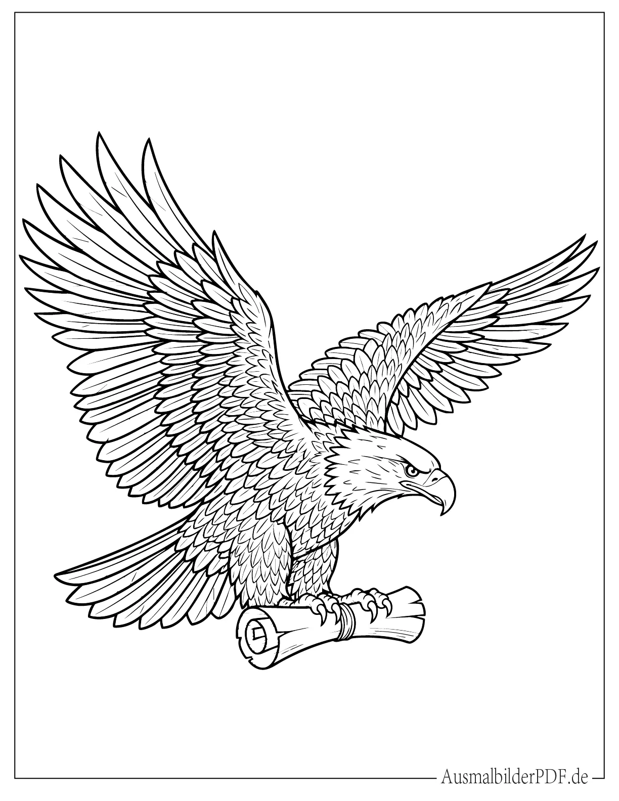 10+ Ausmalbilder Adler (Gratis zum Ausdrucken und Ausmalen) Adler hält eine Schriftrolle zum Ausmalen