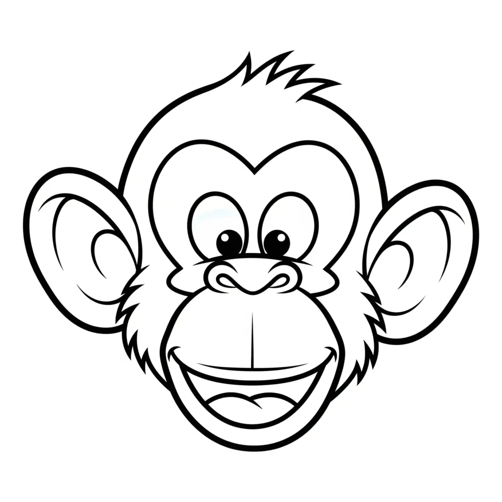 affen ausmalbild pdf mit lustigem comic affenmotiv zum ausdrucken für kinder geeignet