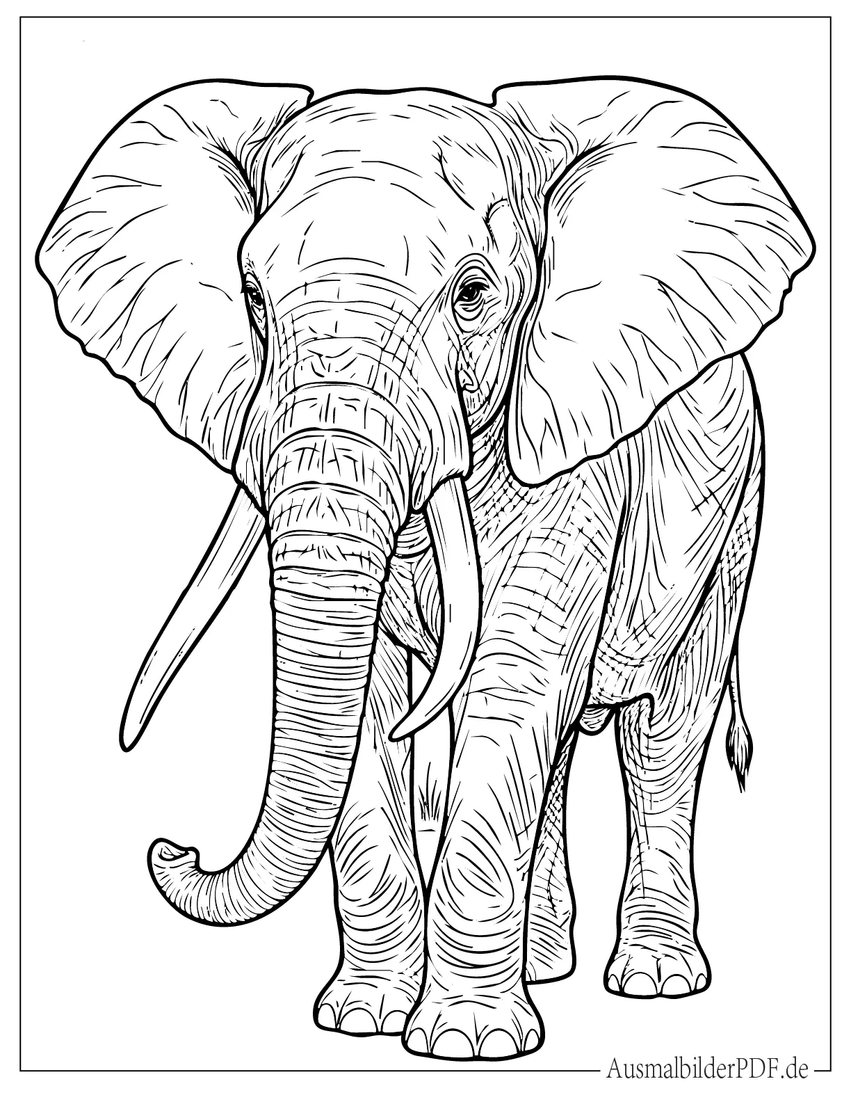 Realistischer Afrikanischer Buschelefant Malvorlage