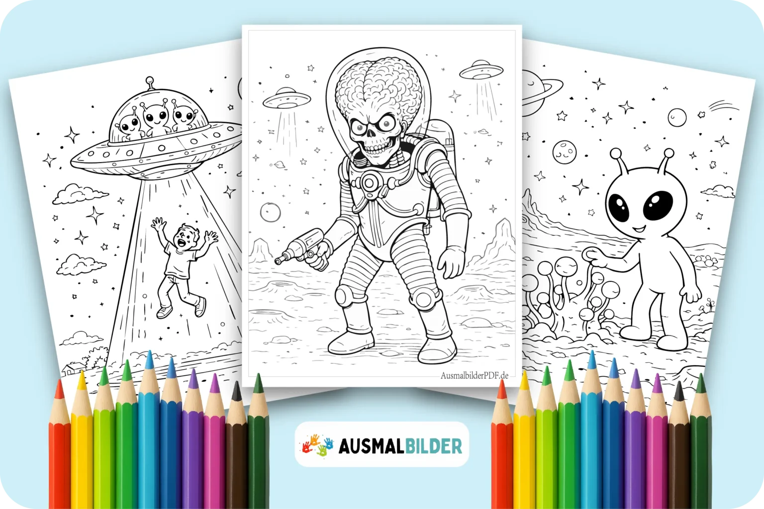 Alien Ausmalbilder kostenlose zum Ausdrucken für Kinder jeden Alters