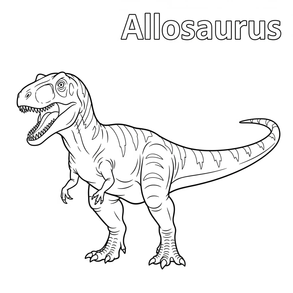 Allosaurus Ausmalbilder (Dinosaurier Malvorlage PDF drucken) allosaurus ausmalbild für kinder als pdf zum ausdrucken kostenlos