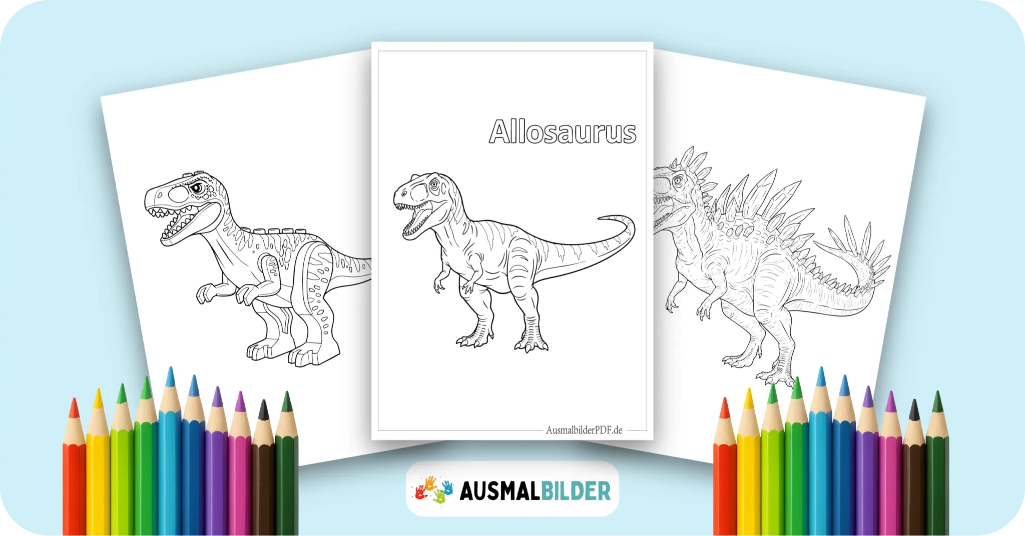 Allosaurus Ausmalbilder kostenlose Dinosaurier-Malvorlagen zum Ausdrucken für Kinder und Erwachsene