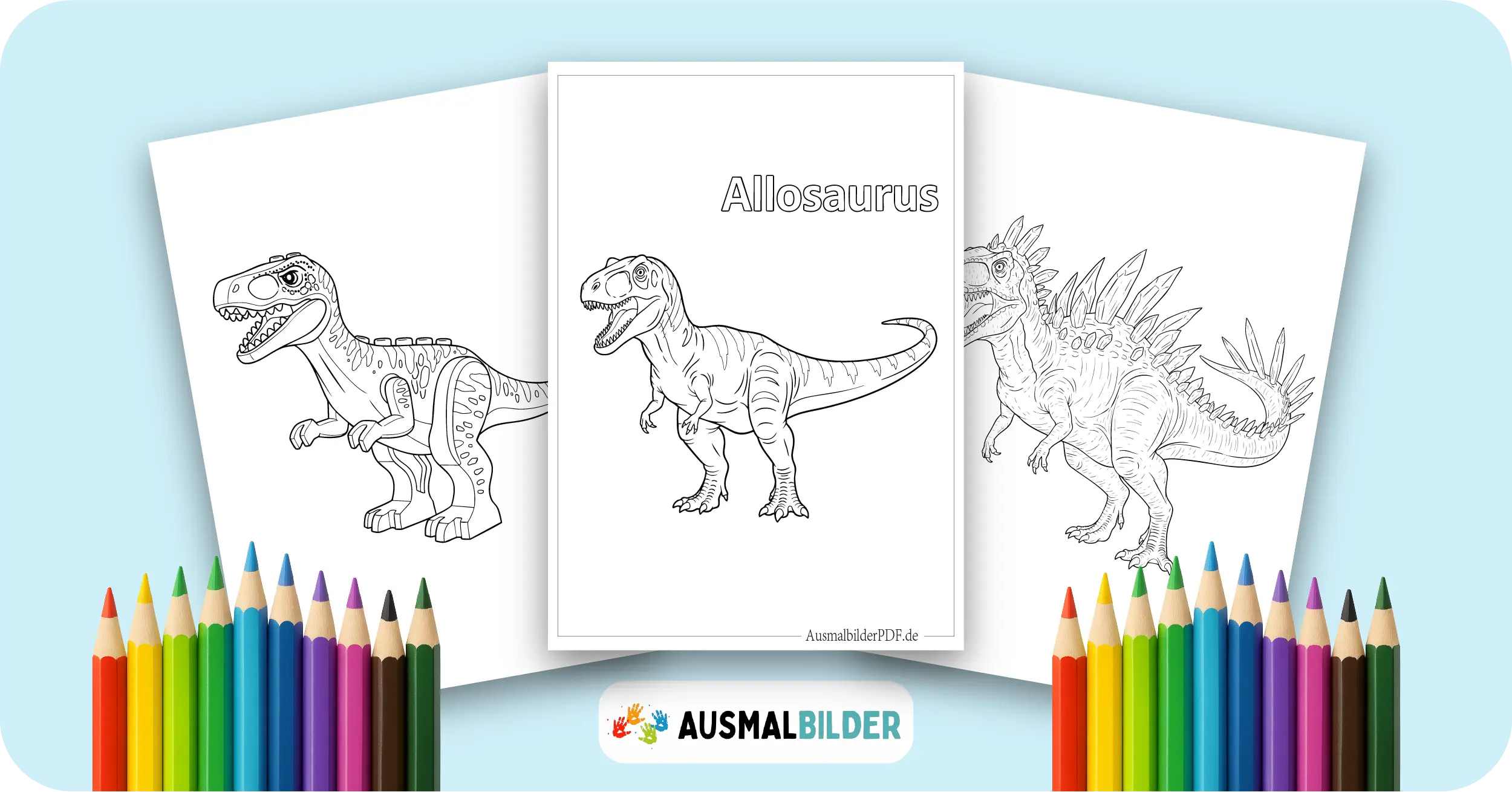 Allosaurus Ausmalbilder kostenlose Dinosaurier-Malvorlagen zum Ausdrucken für Kinder und Erwachsene