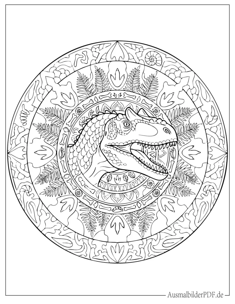 Allosaurus Kopf Mandala Ausmalbild