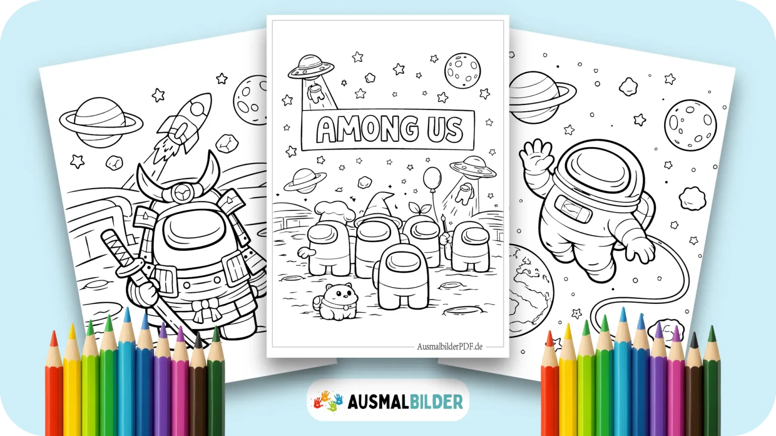 Among Us Ausmalbilder kostenlose Vorlagen zum Ausdrucken für Kinder jeden Alters