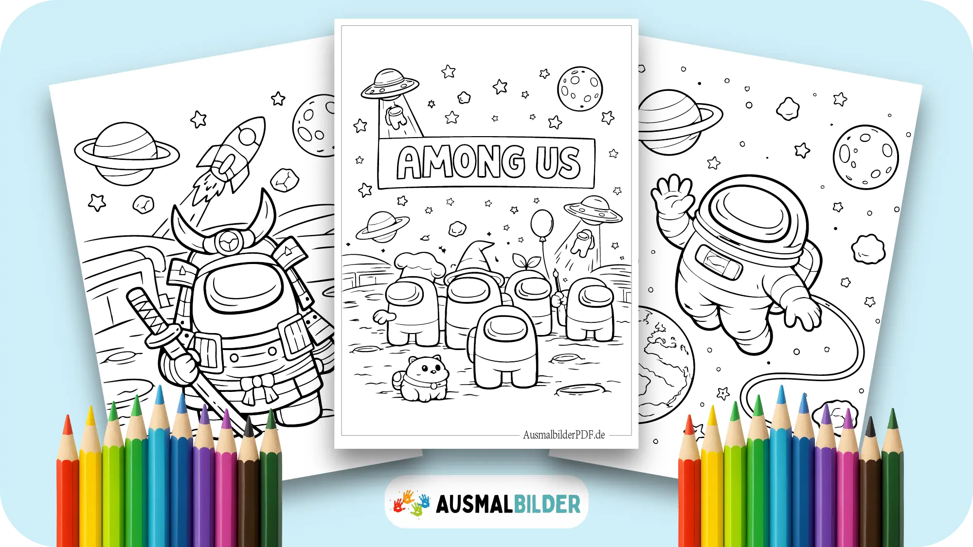 Among Us Ausmalbilder kostenlose Vorlagen zum Ausdrucken für Kinder jeden Alters