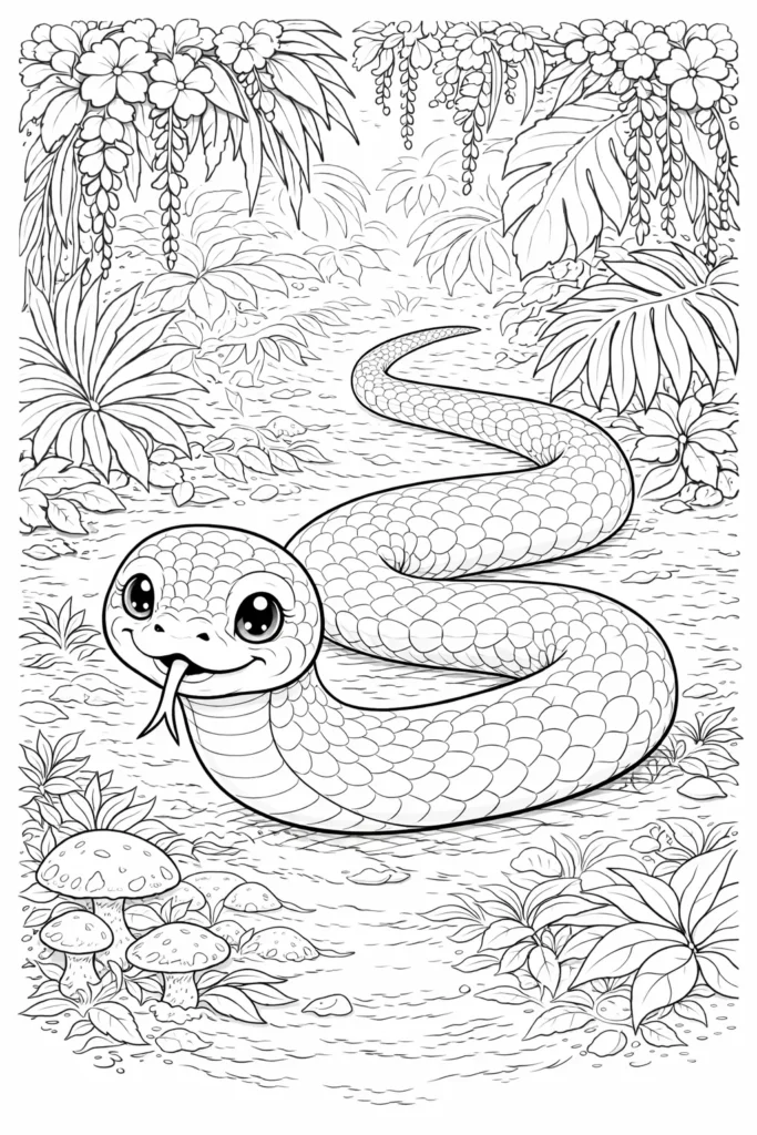 Anaconda Schlange Ausmalbild zum Ausdrucken kostenlos für Kinder und Erwachsene als Malvorlage