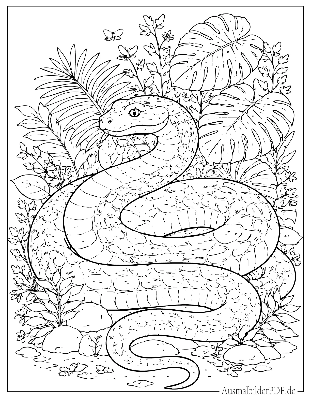 20 Schlange Ausmalbilder (Kostenlose PDF zum Ausdrucken) Anaconda Schlange zum Ausmalen