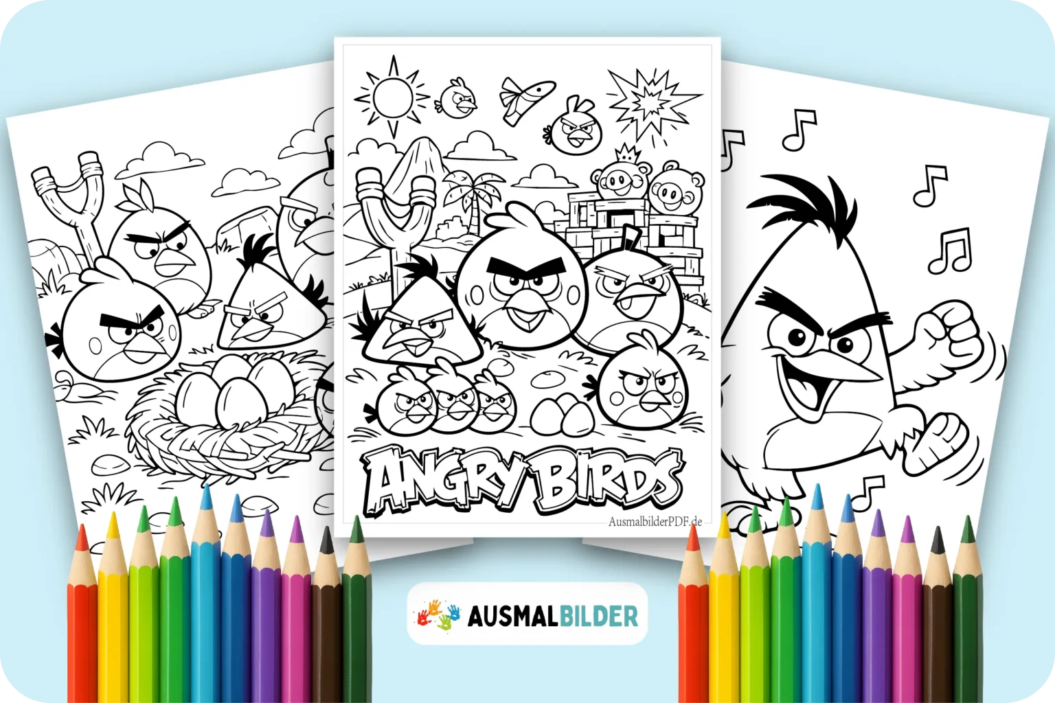 Angry Birds Ausmalbilder kostenlose Vorlagen zum Ausdrucken für Kinder jeden Alters