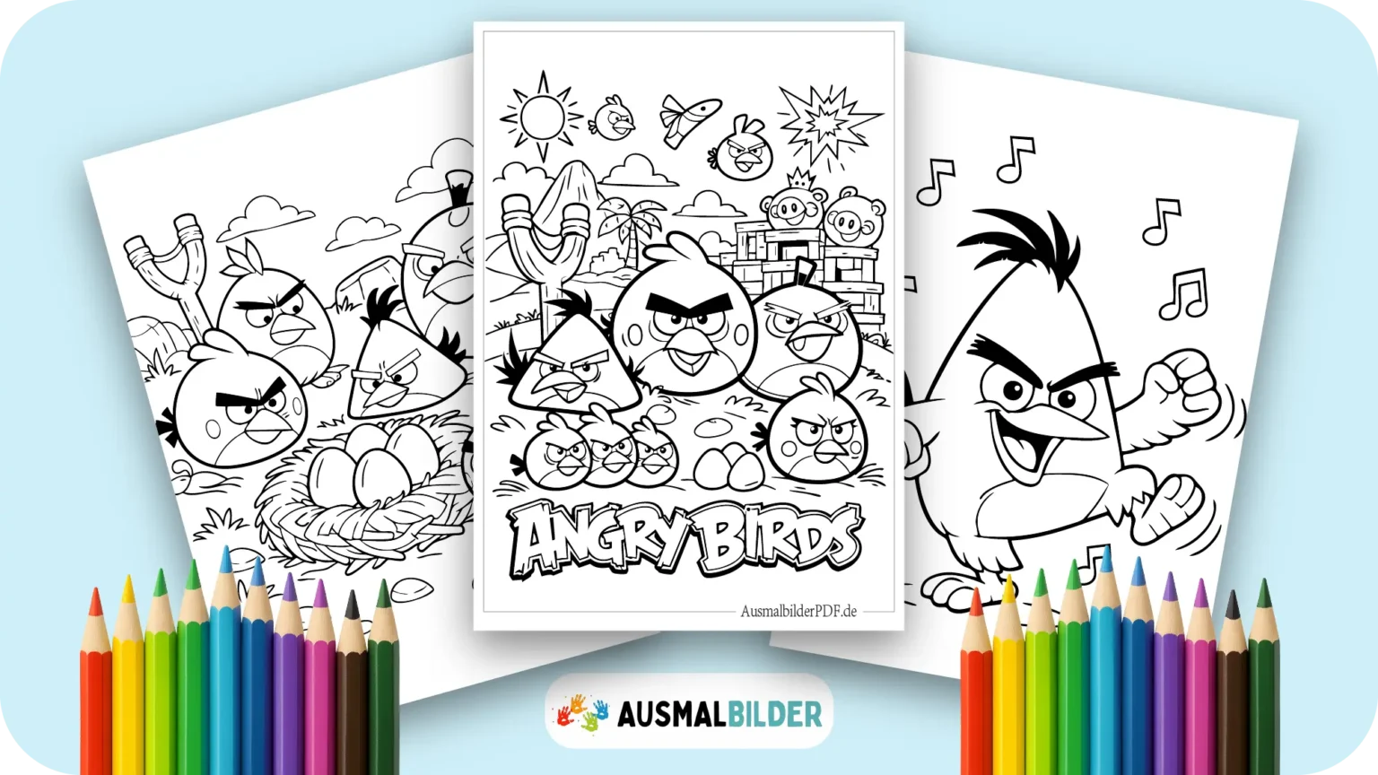 Angry Birds Ausmalbilder kostenlose Vorlagen zum Ausdrucken für Kinder jeden Alters