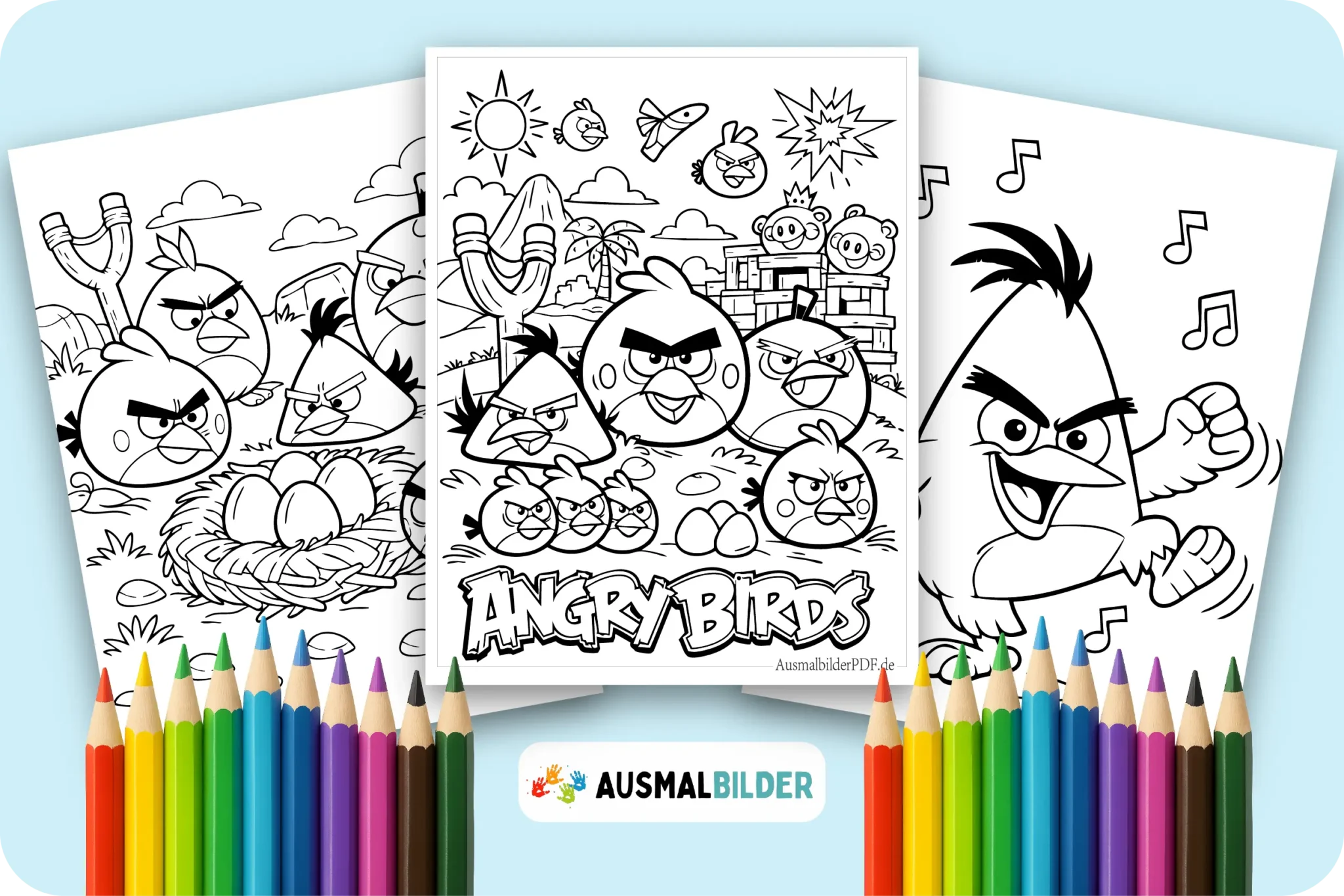 Angry Birds Ausmalbilder kostenlose Vorlagen zum Ausdrucken für Kinder jeden Alters