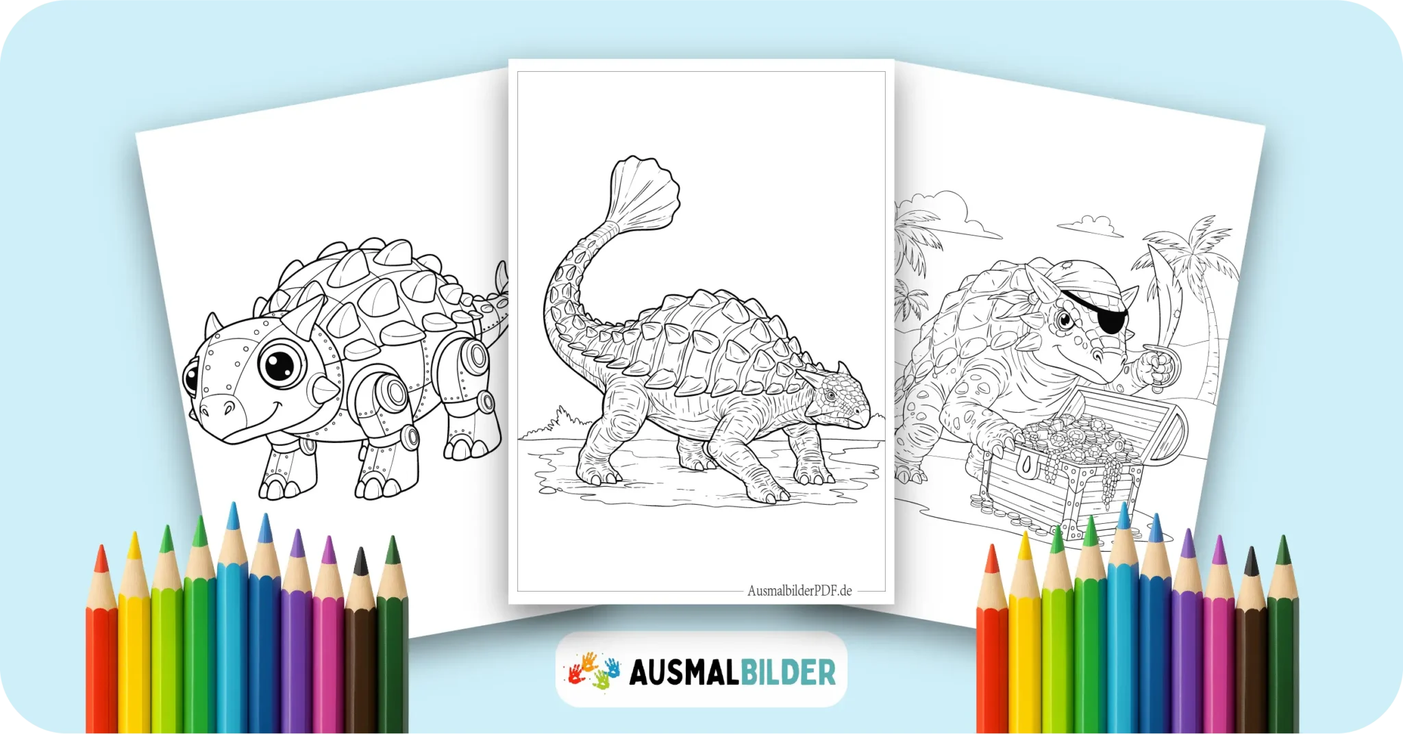 Ankylosaurus Ausmalbilder kostenlose Dinosaurier-Malvorlagen zum Ausdrucken für Kinder und Erwachsene
