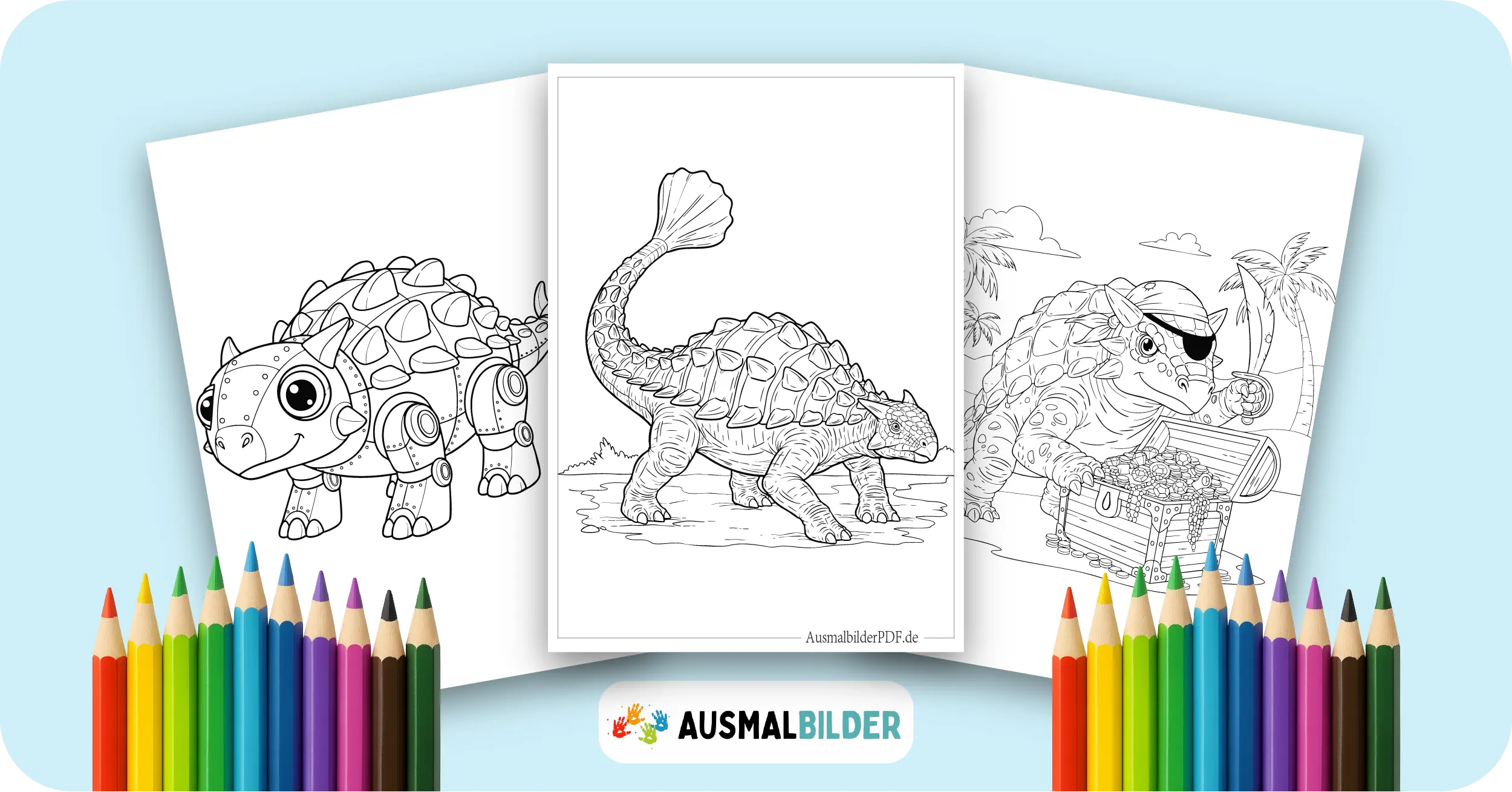 Ankylosaurus Ausmalbilder kostenlose Dinosaurier-Malvorlagen zum Ausdrucken für Kinder und Erwachsene