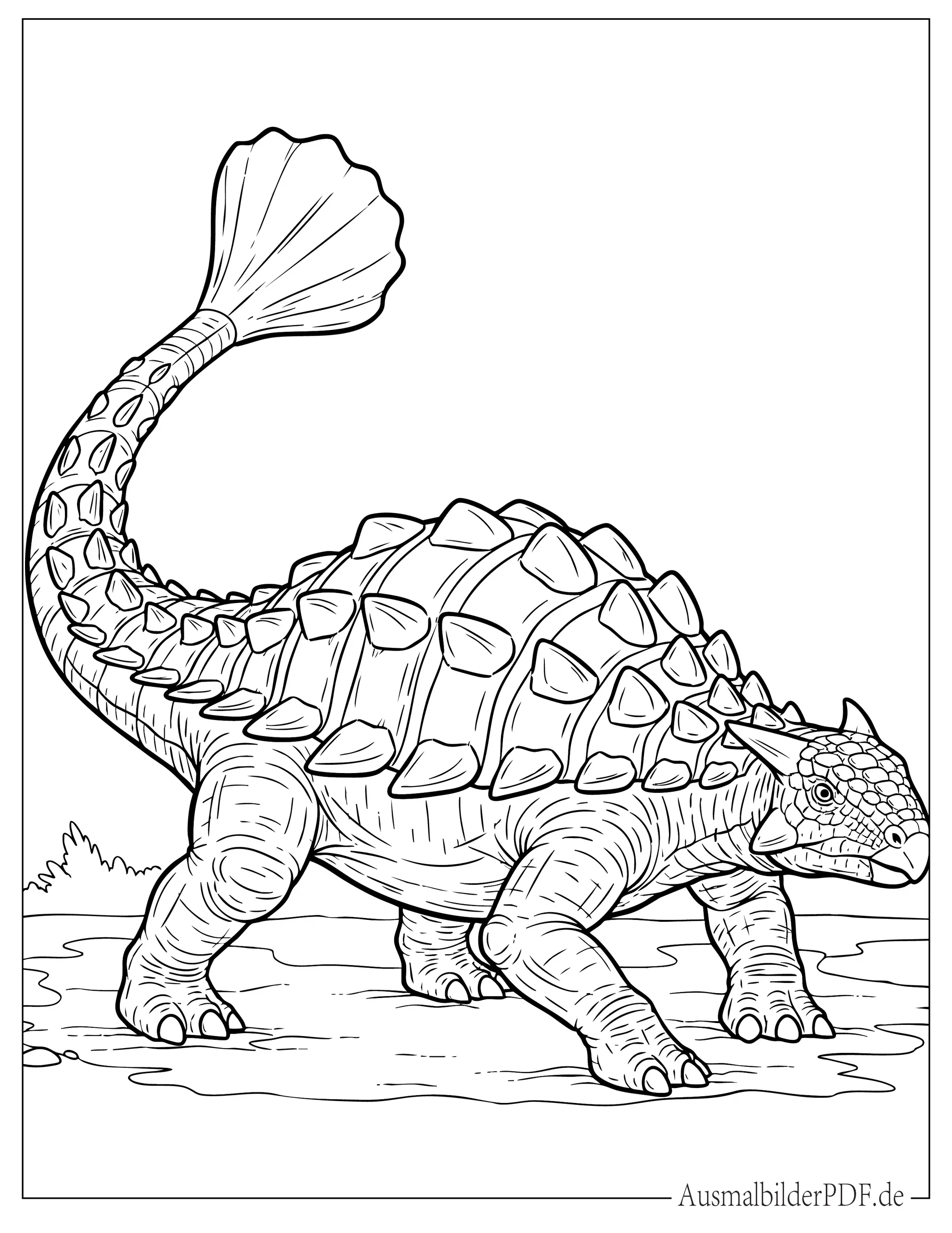 Detailreiches Ankylosaurus Malvorlage zum Ausdrucken