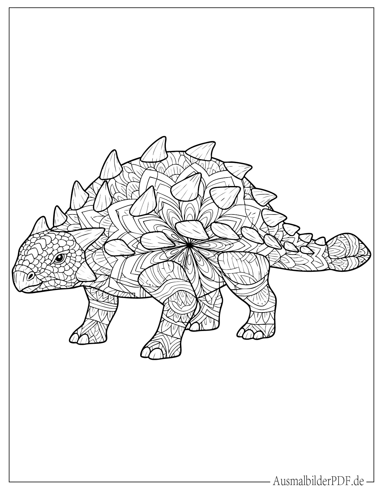 Ankylosaurus Mandala Malvorlage für Erwachsene