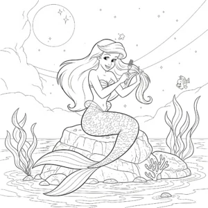 18 Arielle Ausmalbilder (Gratis Malvorlage zum Ausdrucken) Dieses Arielle auf Felsen am Meer Ausmalbild zeigt die Meerjungfrau, wie sie träumerisch auf das Wasser blickt. Ideal zum Ausdrucken für Kinder.