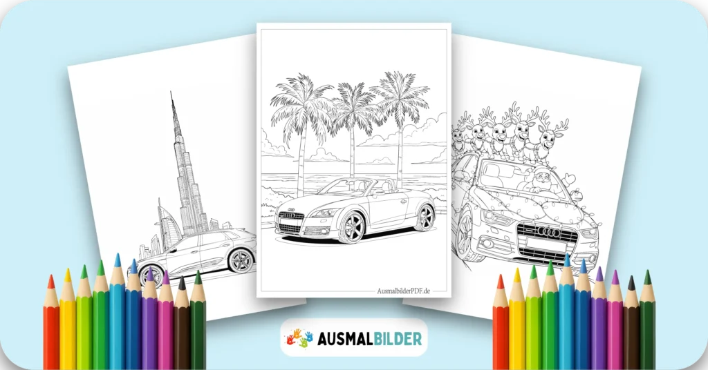 Audi Ausmalbilder kostenlose Malvorlagen zum Ausdrucken für Kinder und Erwachsene
