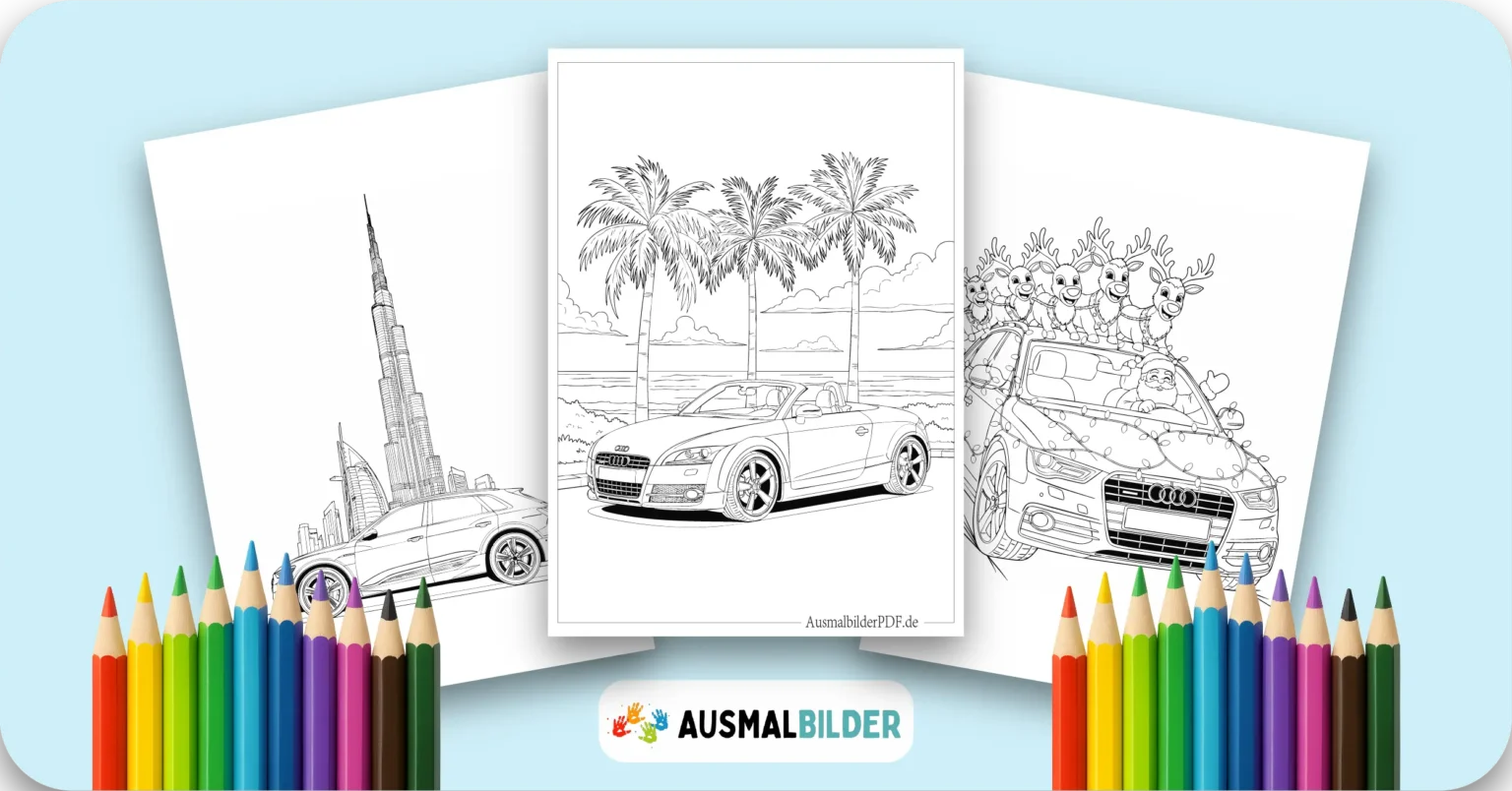 Audi Ausmalbilder kostenlose Malvorlagen zum Ausdrucken für Kinder und Erwachsene