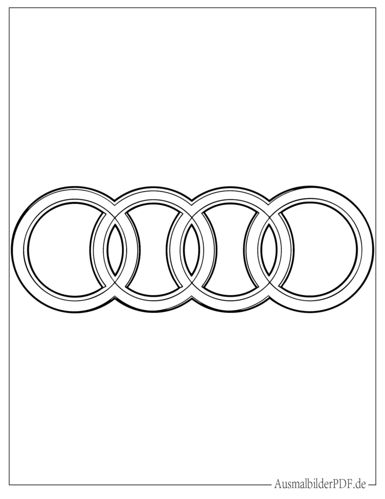 Audi Logo Ausmalbild, einfache und klare Malvorlage des bekannten Auto-Logos, geeignet für Kinder und Erwachsene