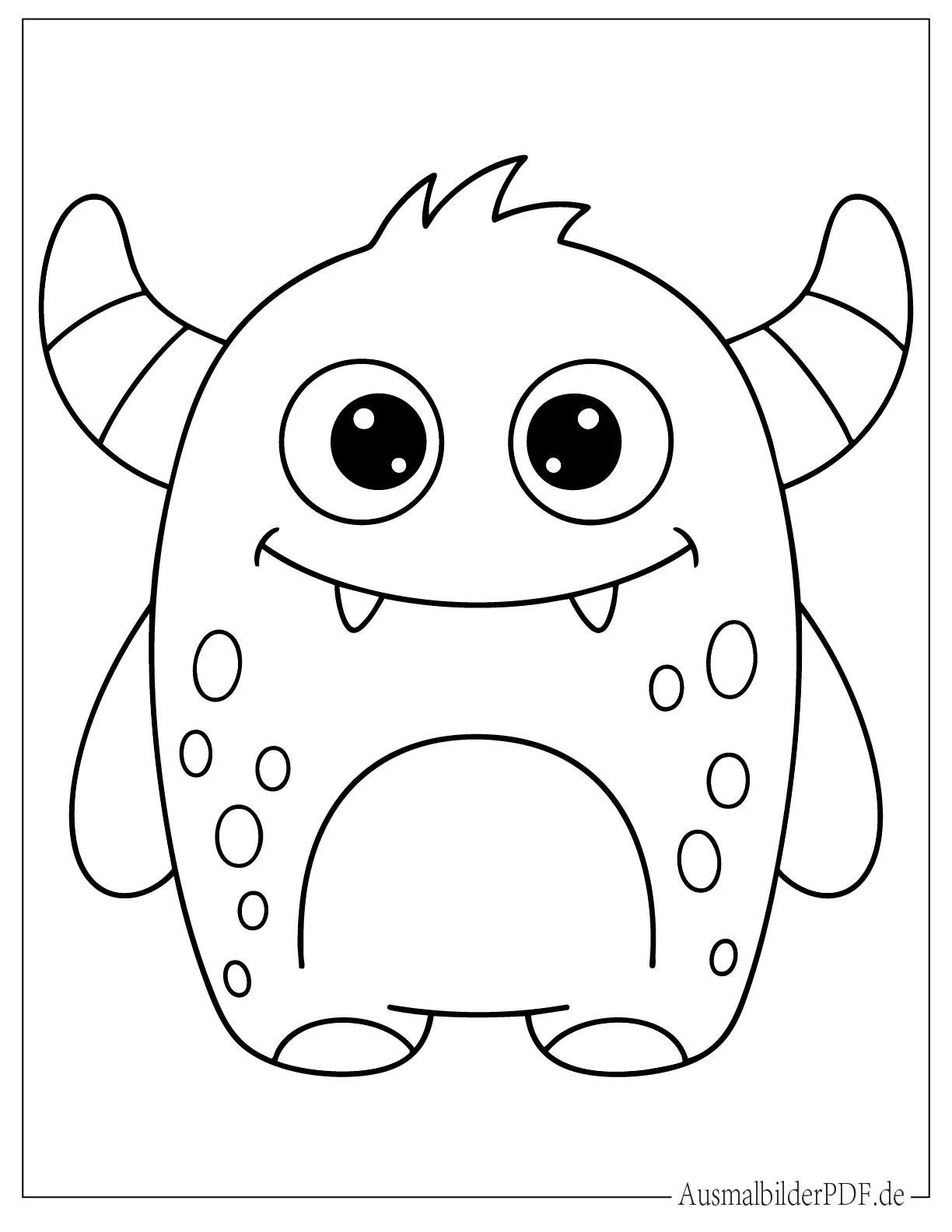Ausmalbild von einfachem süßen Monster für Vorschulkinder