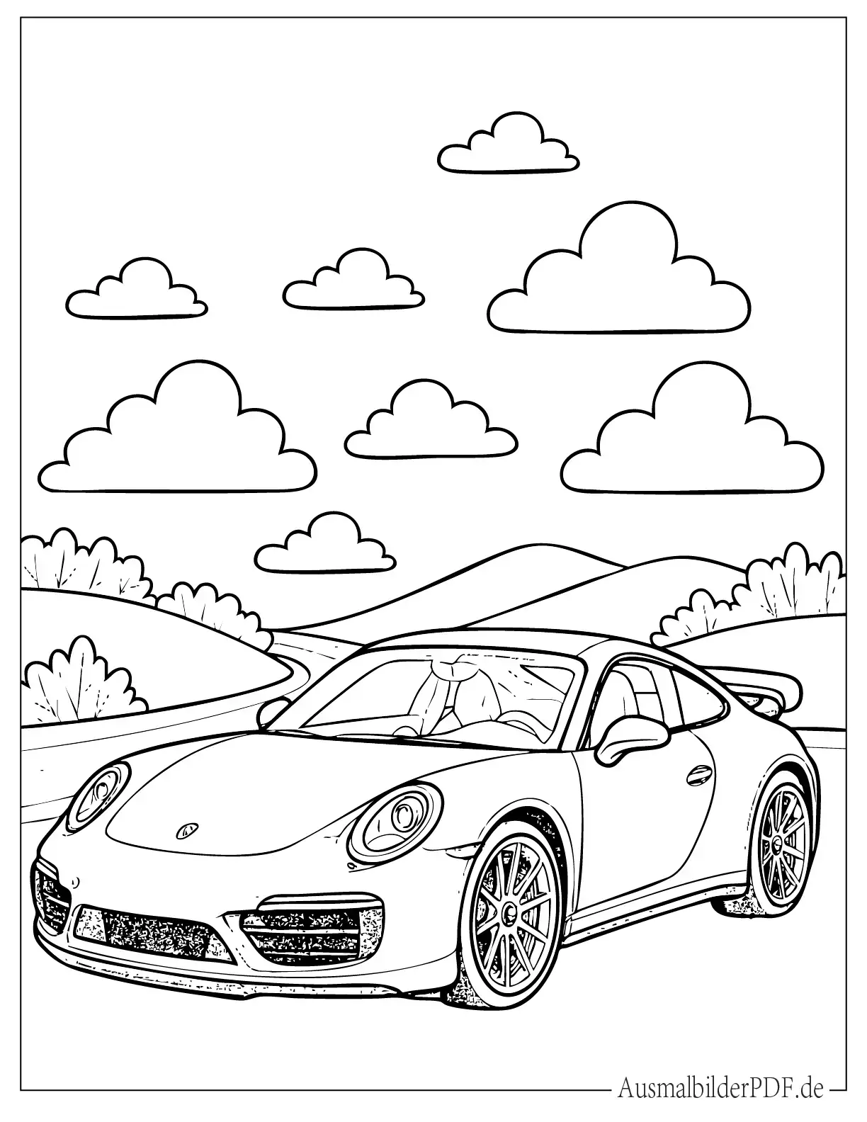 Einfaches Porsche Ausmalbild für kleine Kinder