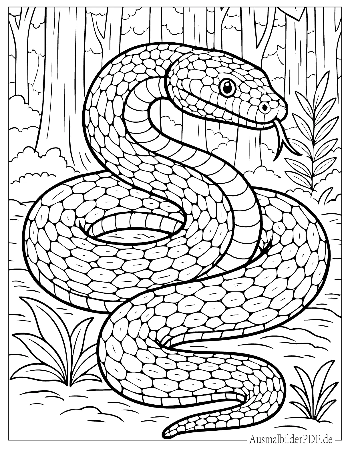 20 Schlange Ausmalbilder (Kostenlose PDF zum Ausdrucken) Python Schlange in der Wildnis zum Ausmalen