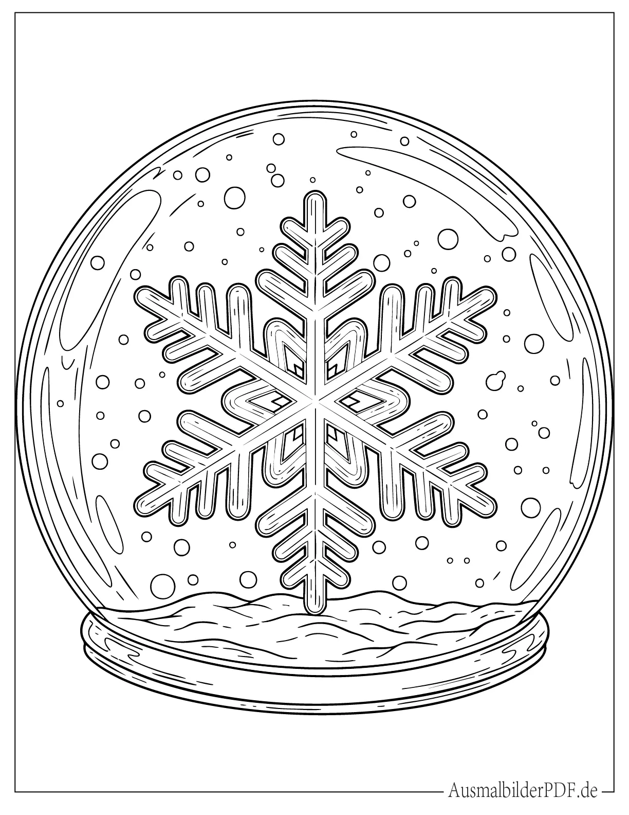 Ausmalbild von Schneeflocke in einer Kugel