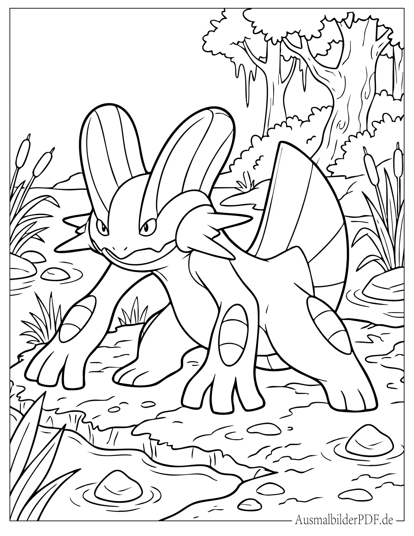 10+ Pokémon Sumpex Ausmalbilder und Malvorlagen zum Drucken Ausmalbild Sumpex im Kampfmodus