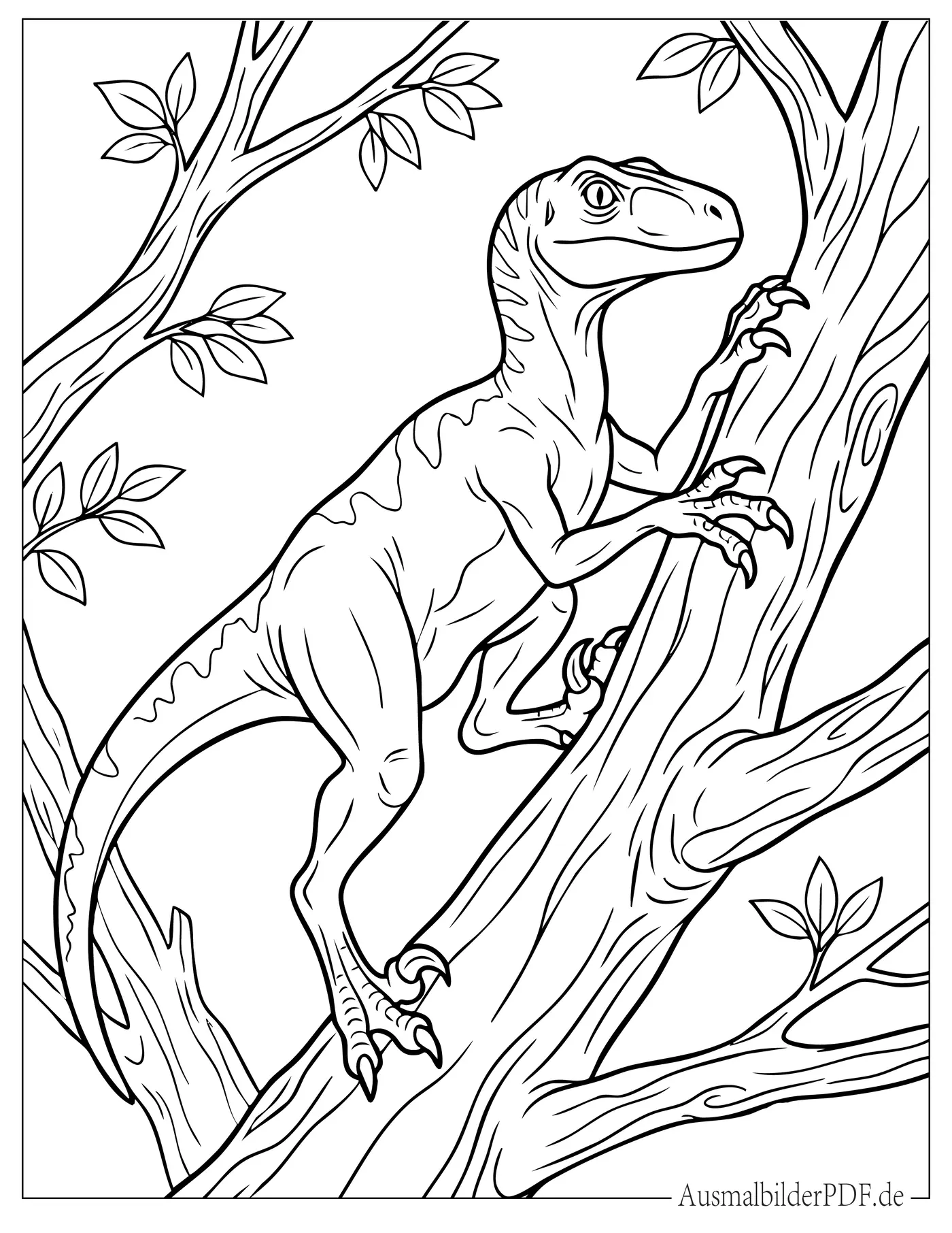 18 Velociraptor Ausmalbilder (Gratis Malvorlage zum Drucken) Ausmalbild Velociraptor Dinosaurier klettert auf einen Ast