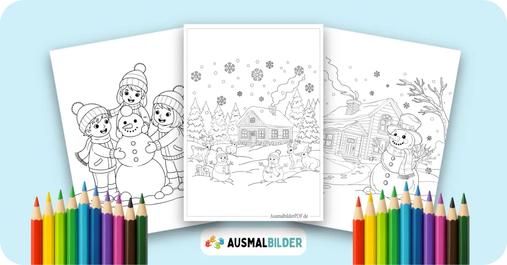 Ausmalbilder Winter kostenlose Malvorlagen zum Ausdrucken für Kinder und Erwachsene