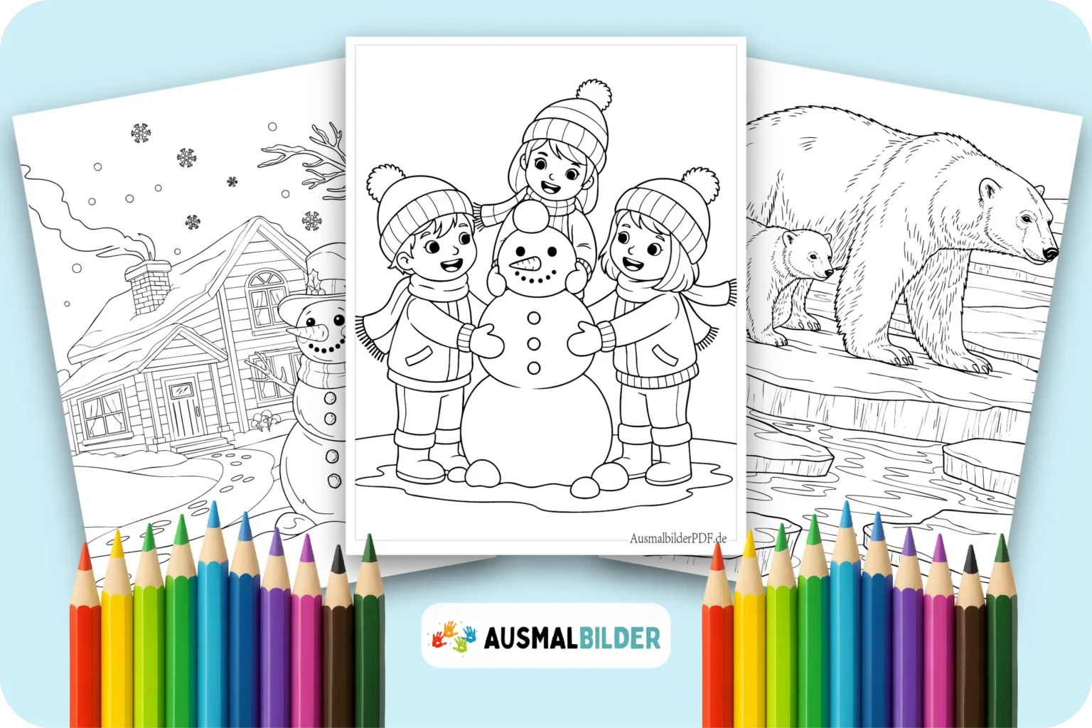 Ausmalbilder Winter kostenlose zum Ausdrucken für Kinder und Erwachsene
