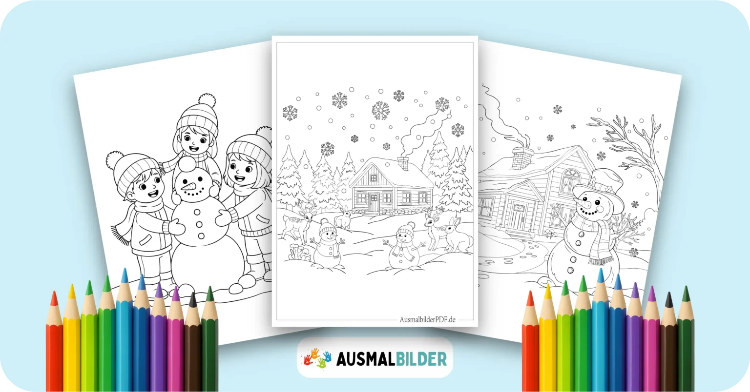 Ausmalbilder Winter kostenlose Malvorlagen zum Ausdrucken für Kinder und Erwachsene