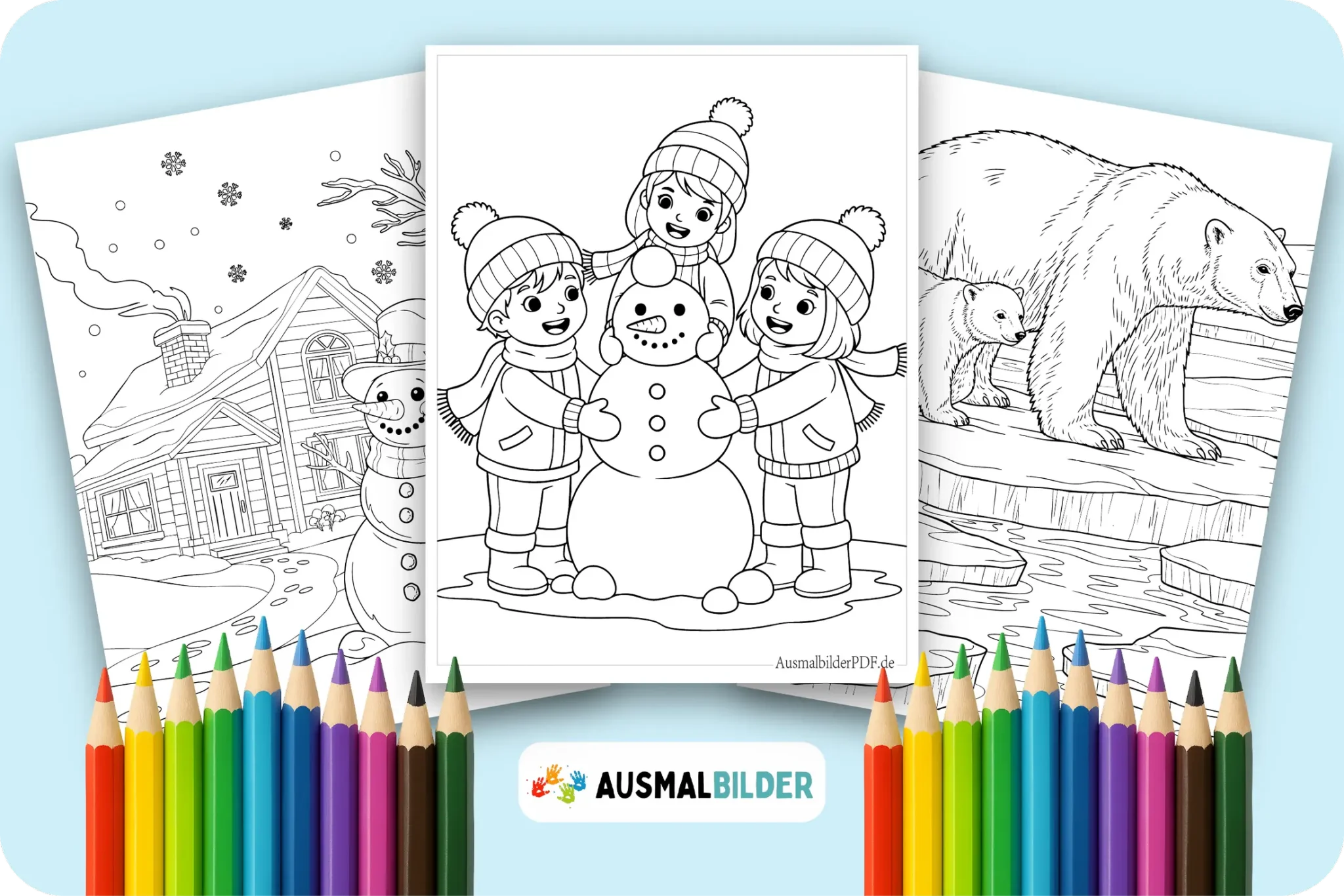 Ausmalbilder Winter kostenlose zum Ausdrucken für Kinder und Erwachsene