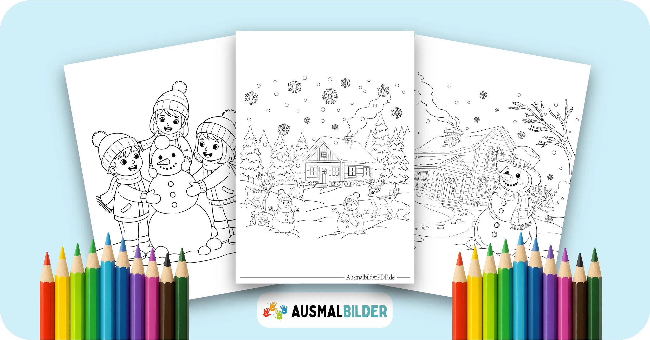 Ausmalbilder Winter kostenlose Malvorlagen zum Ausdrucken für Kinder und Erwachsene