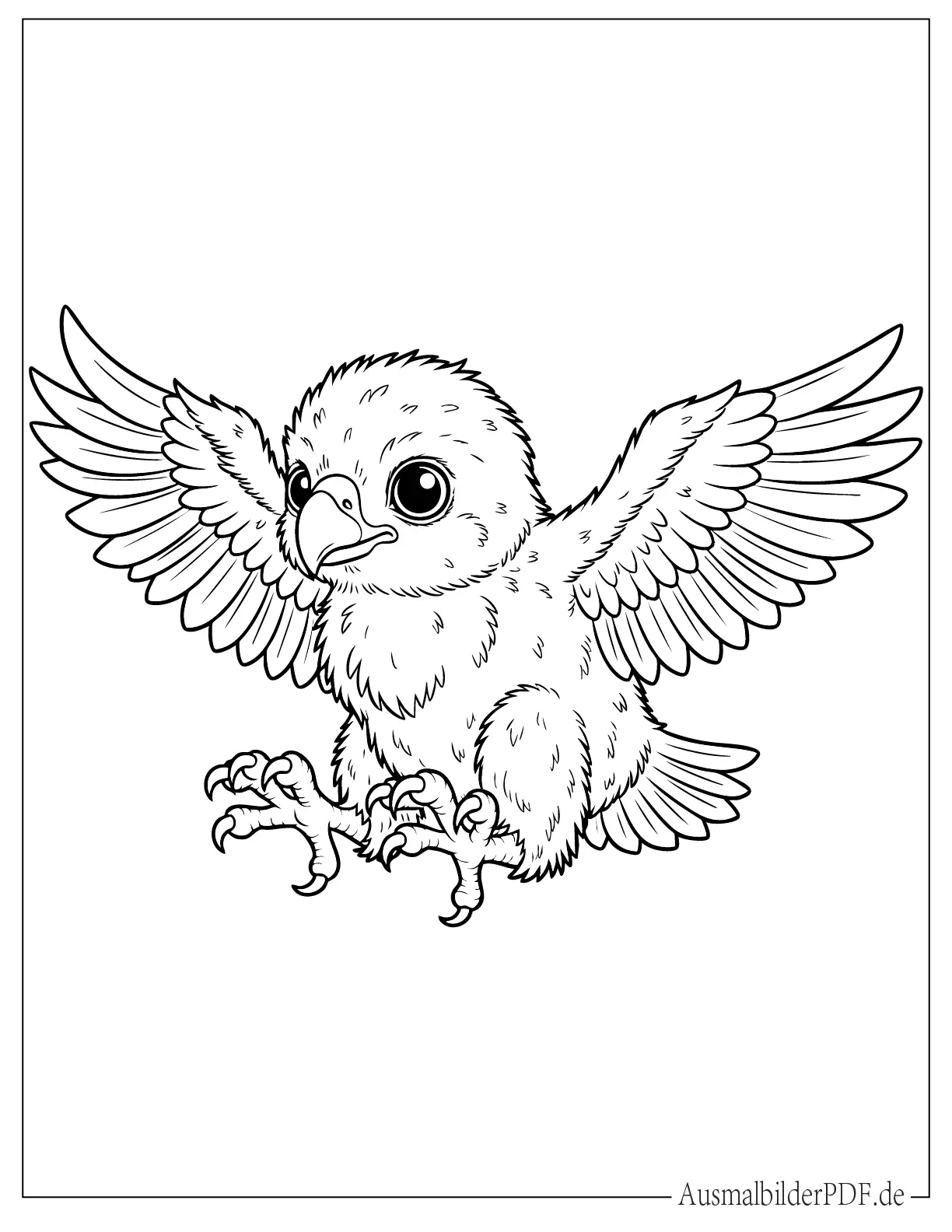 10+ Ausmalbilder Adler (Gratis zum Ausdrucken und Ausmalen) Niedlicher Baby Adler lernt fliegen Malvorlage für kleine Kinder